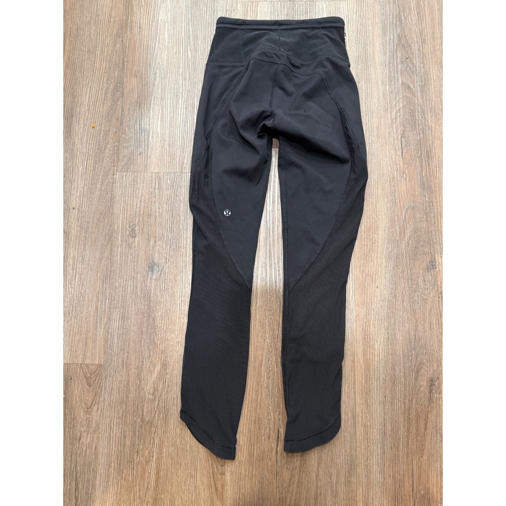 Lululemon Black Mesh Panel Athletic Leggings Activewear Women's‎ Size 2